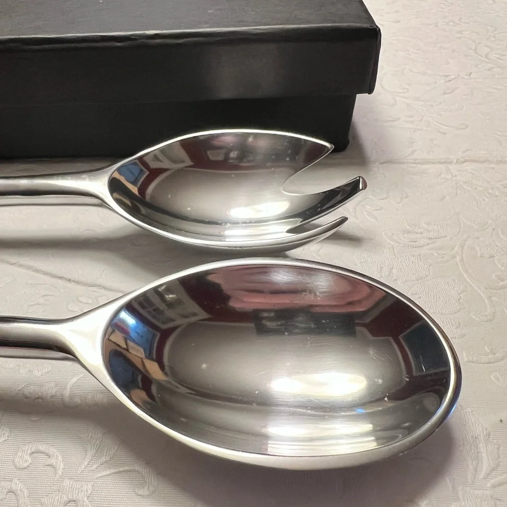 Elegant Silver and Red Serving Utensil Set